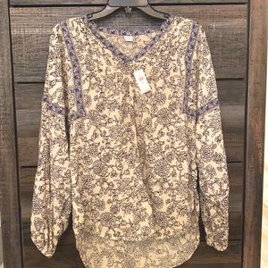 BRAND NEW-Boho Navy and Dusty Blue Oversized Top